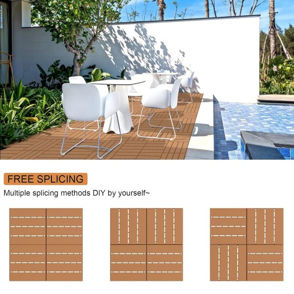 Goovilla Plastic Interlocking Deck Tiles, 9 Pack , 12"x12" Waterproof Outdoor Flooring All Weather Use, Patio Floor Decking Tiles for Porch Poolside Balcony Backyard, Dark Grey - Image 16