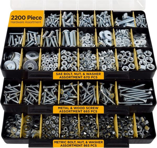 Jackson Palmer 2251 Piece Hardware Assortment Kit with Screws, Nuts, Bolts & Washers (3 Trays) - Image 3