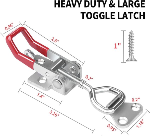 6 Pack Toggle Latch Clamp 4001, Adjustable Latch, Smoker Clamps Heavy Duty Latches, 330Lbs Holding Capacity Pull for Lid Jig, Tool Box Case (24PCS Screws) - Image 13