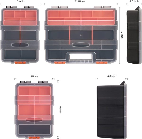 CASOMAN Hardware & Parts Organizers, 4 Piece Set Toolbox, Compartment Small Parts Organizer, Versatile and Durable Storage Tool Box - Image 7