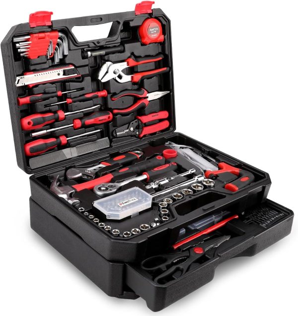 KingTool Home Tool Set Kit - 286 PCS Home Auto Repair Tool Kit with Rolling Tool Box, Mechanic Tool Sets with 21V Max Cordless Power drill, Perfect for Homeowner, Diyer, Handyman - Image 24