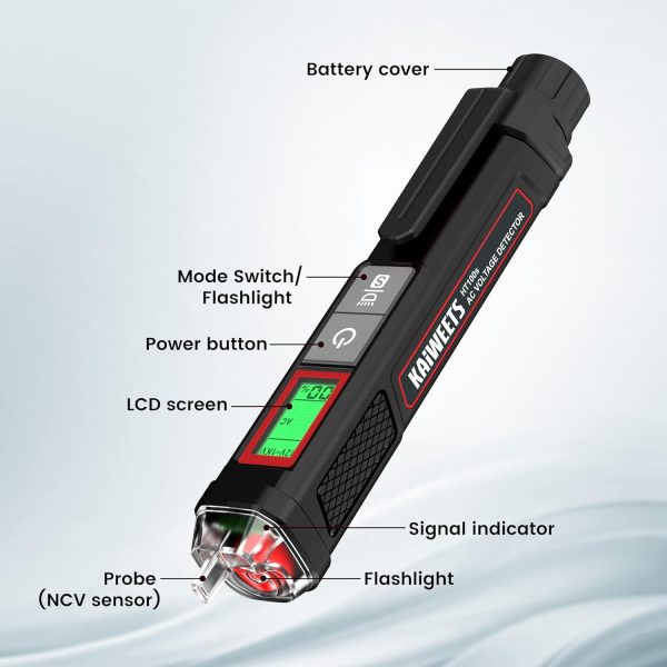 KAIWEETS Voltage Tester/Non-Contact Voltage Tester with Signal Percentage, Dual Range AC 12V/70V-1000V, Live/Null Wire Tester, Electrical Tester with LCD Display, Buzzer Alarm, Wire Breakpoint Finder - Image 13