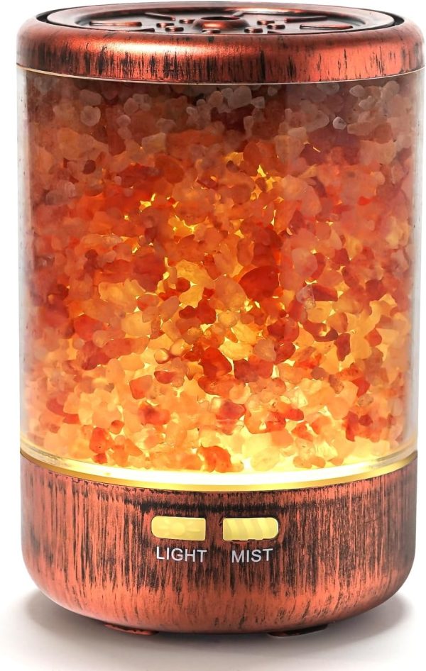 Essential Oil Diffuser for Home, Himalayan Pink Salt Aromatherapy Diffusers, Cool Mist Humidifier with Safe Auto Shut-Off and 2 Mist Modes & 7 Color LED Night Lights for Office Room