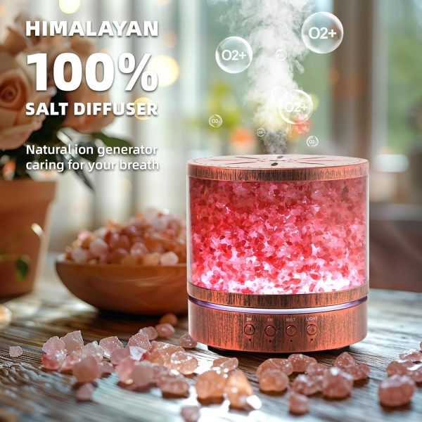 Essential Oil Diffuser for Home, Himalayan Pink Salt Aromatherapy Diffusers, Cool Mist Humidifier with Safe Auto Shut-Off and 2 Mist Modes & 7 Color LED Night Lights for Office Room - Image 10