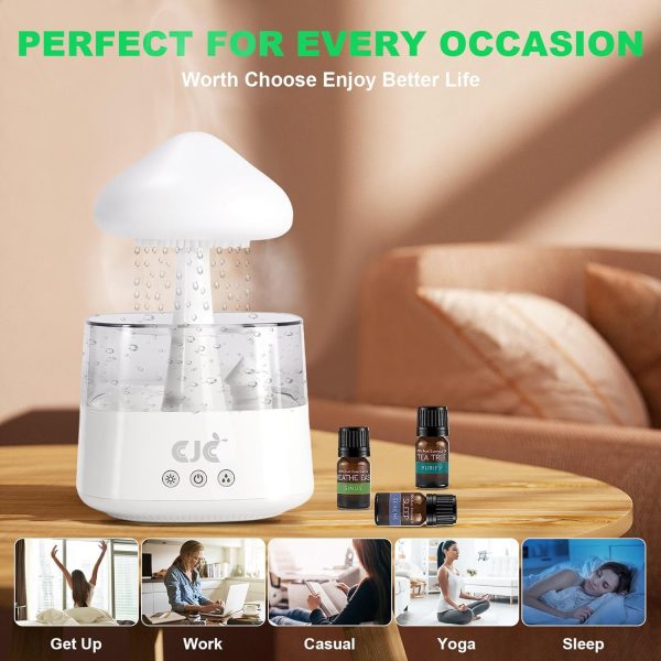 Humidifiers for Bedroom, 7 Color-Changing Led Night Lights, Aromatherapy Essential Oil Diffusers, Bedside Mushroom Water Drip Cloud Diffuser Adjustable-Auto-Shut Off (CH06, White) - Image 29