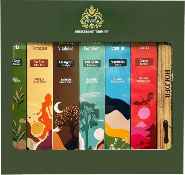 Aromatic Incense Sticks Gift Set - 120 Handcrafted Incense Sticks with 6 Soothing Scents - Perfect for Home, Meditation, Yoga and Relaxtation - Includes Holder (Peace & Prosperity) - Image 27