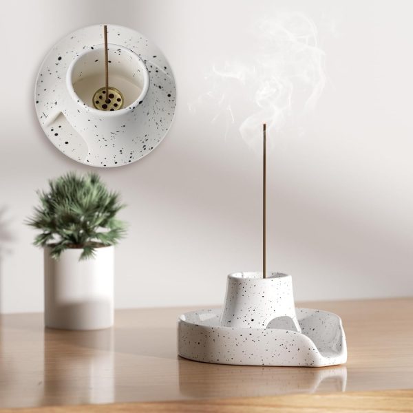 Incense Holder Palo Santo Holder White Sage Smudge Holder Smudge Stick Bowl Ceramics Burning Bowl for White Sage/Palo Santo Stick/Incense,Easy to Clean 3 in 1 White Sage Bundle Smudge Bowl - Image 3