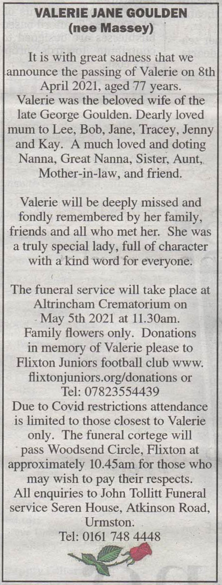 Obituary Valerie Goulden