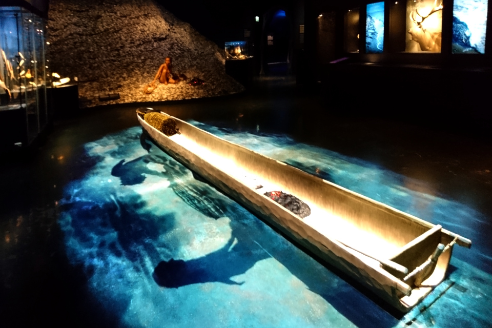 Копия лодки-однодревки культуры Эртебёлле, в которой ученые обнаружили пыльцу