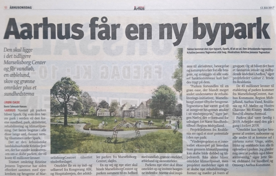 Статья в газете Орхус Онсдаг от 12 июля 2017 про будущий городской парк