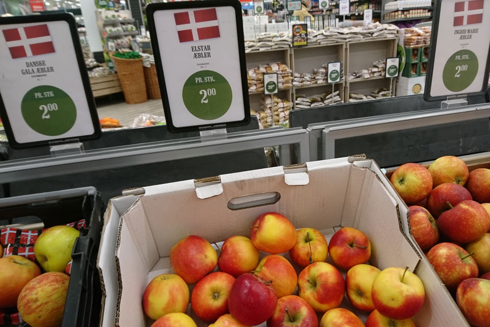 Сорта яблок в магазинах Дании: Ред Эльстар - Rød ElStar