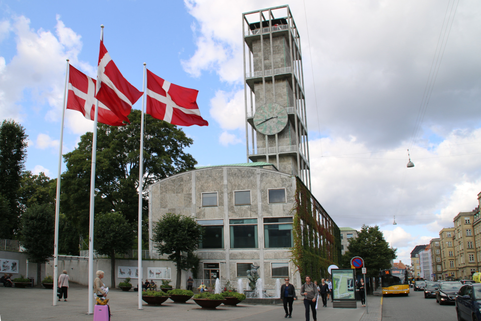 Датские флаги Даннеброг возле здания ратуши