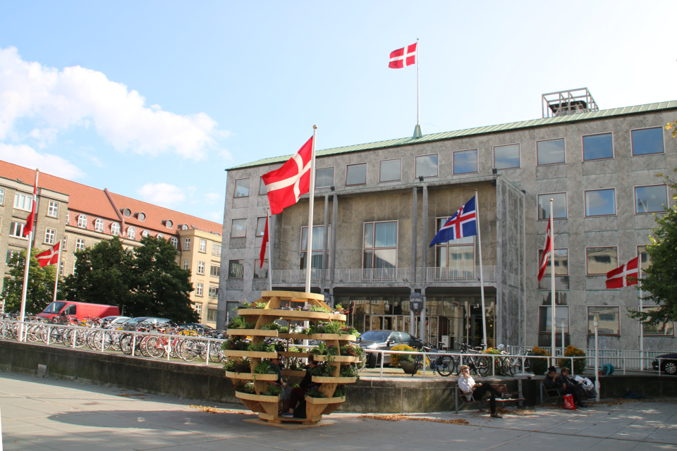 Флаг Исландии около ратуши г. Орхус