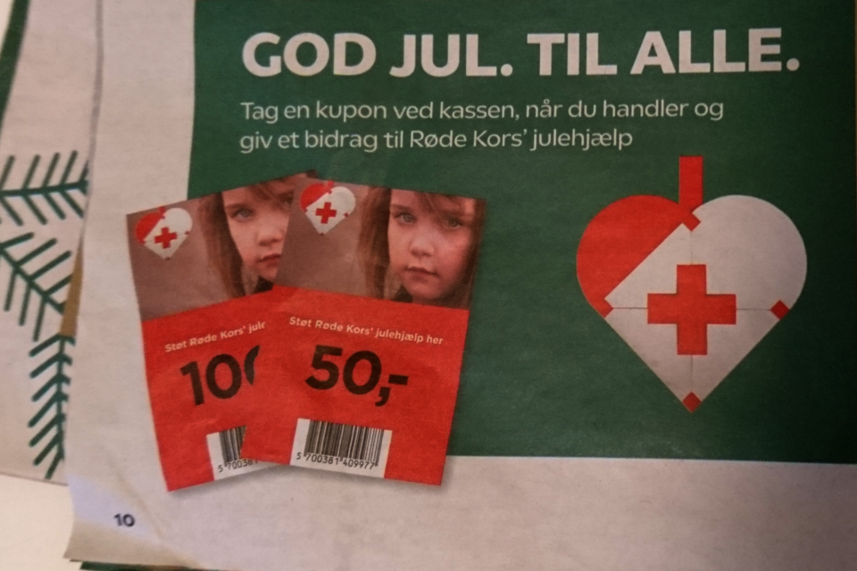 Реклама гуманитарной организации Красный Крест (Røde kors) 