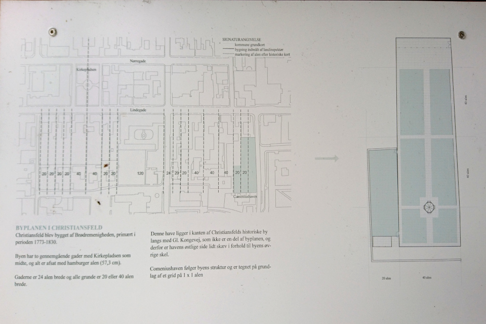 Схема города Кристиансфельд. Сад Коменского, Дания
