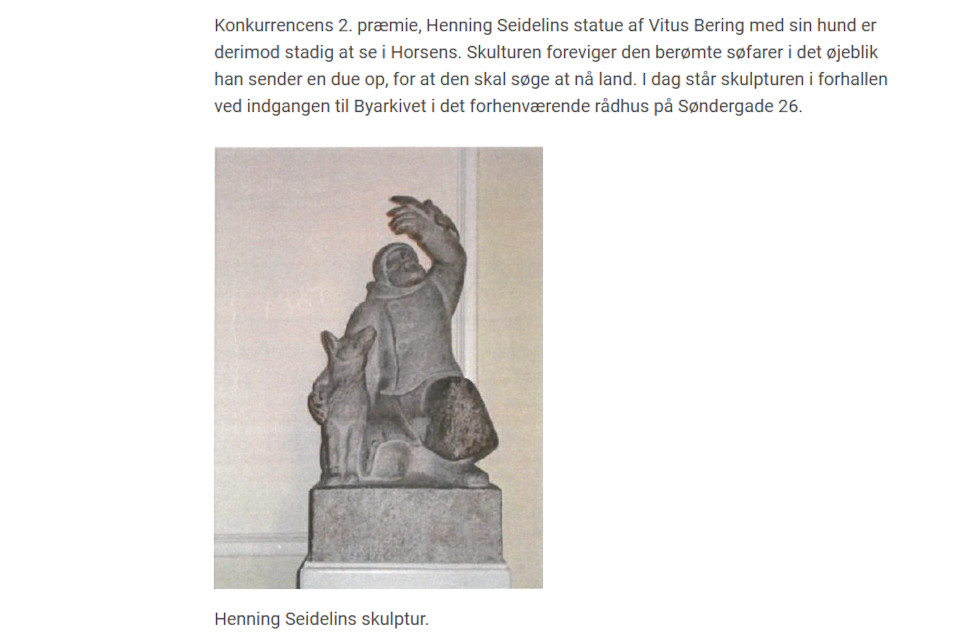 Памятник Витусу Беригу, Хеннинг Сейделинг (Henning Seidelin), скриншот 2 фев. 2022, архив г. Хорсенс https://horsensleksikon.dk/vitus-berings-mindesmaerker/