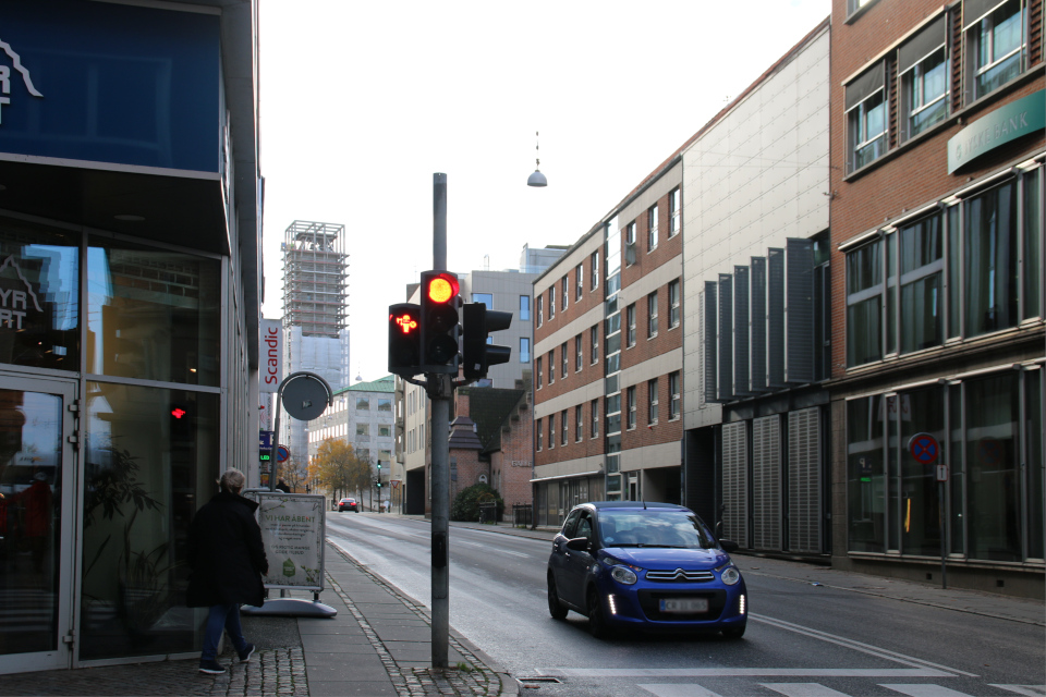 Викинги на светофорах в Орхусе на улице Hans Hartvig Seedorffs Stræde
