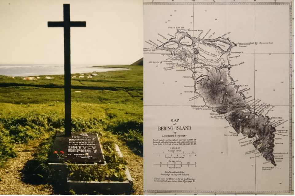 Могила Витуса Беринга на острове Беринг и карт острова от 1896 года