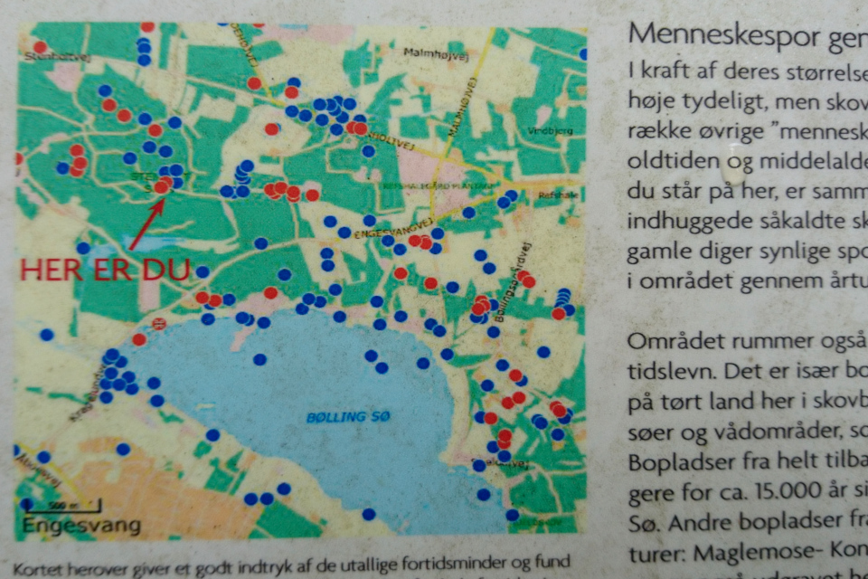 Карта с курганами возле озера Бёллинг (Bølling sø)