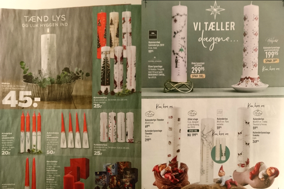 Календарные свечи в Дании - рекламы из журналов 2020 года