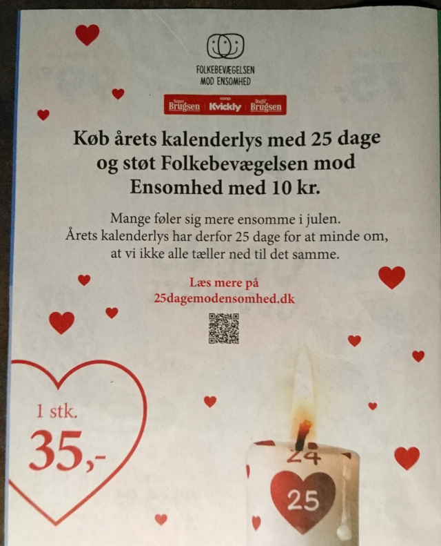 Реклама календарных свечей для борьбы с одиночеством. Газета датского супермаркета 28 ноября 2022