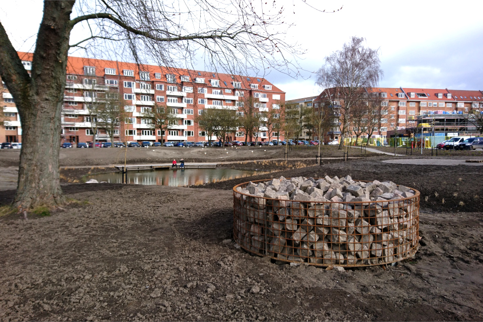  Закладка дождевого парка, брусчатка. г. Орхус, Дания. 7 мар. 2021