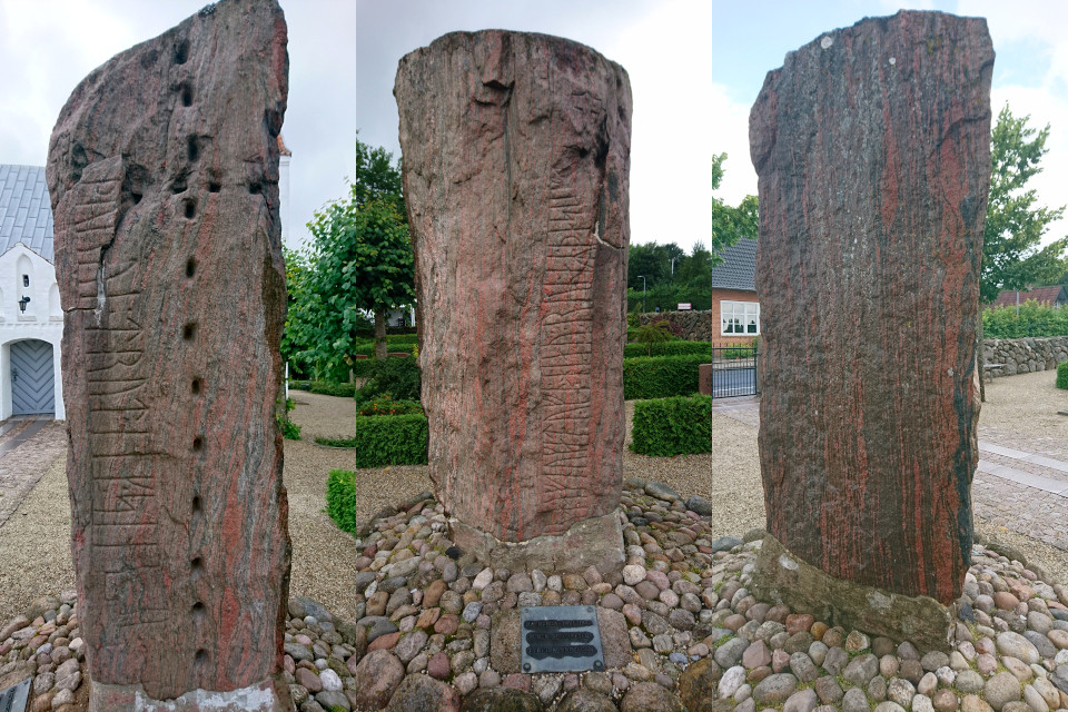 Рунный камень церкви Лэборг (Runestenen Læborg Kirke), Дания. Фото 28 июля 2021