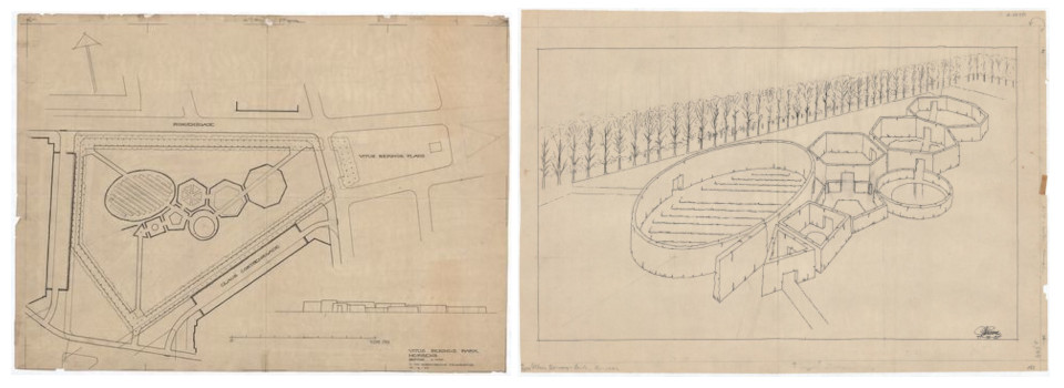 Иллюстрация К.Т. Сёренсен со схемой музыкального парка в память о Витусе Беринге в Хорсенс, найденная на просторах интернета