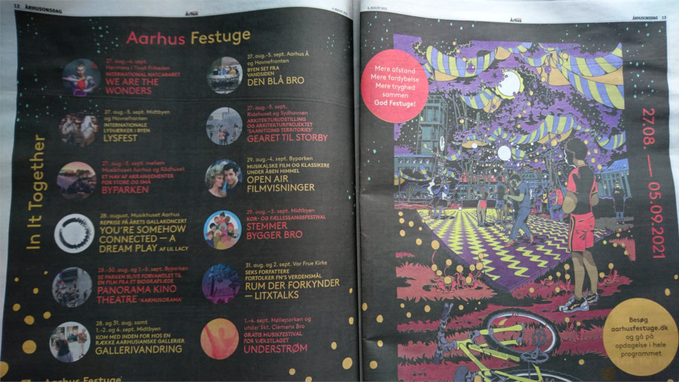 Газета Aarhus Onsdag, реклама праздничной недели в Орхусе. Фото 10 авг. 2021