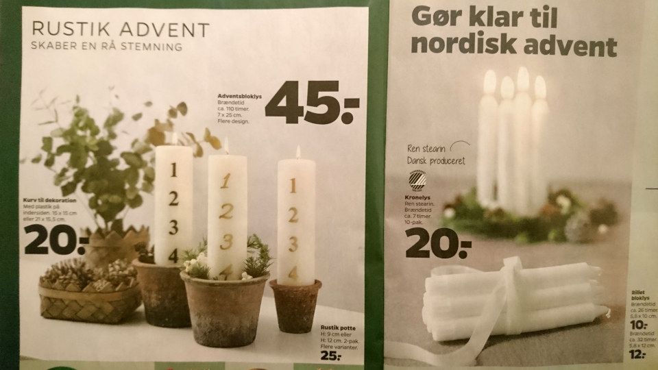 Адвент в Дании - реклама свечей в журнале супермаркета. Фото 22 нояб. 2019