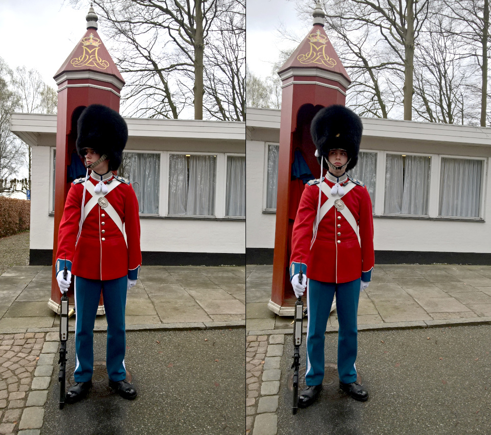 Королевский гвардеец, дворец Марселисборг, г. Орхус, Дания. Фото 16 апр. 2017