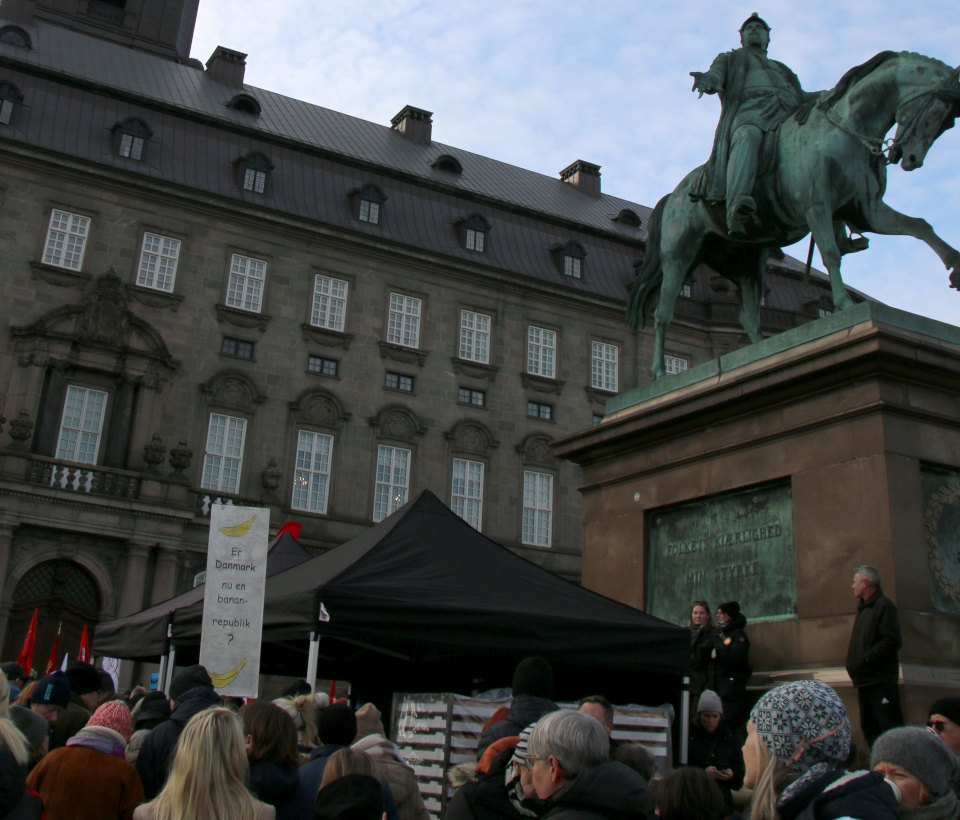 Демонстрация против отмены дня всеобщей молитвы, Копенгаген, Дания. 5 фев. 2023 