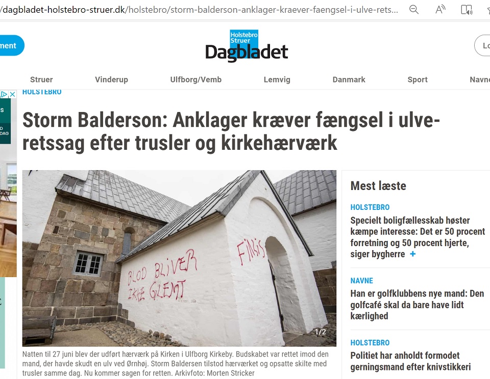 Статья в газете Dagbladet Holsebro Struer, 20 ноября 2019