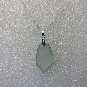 Clear sea glass pendant and chain