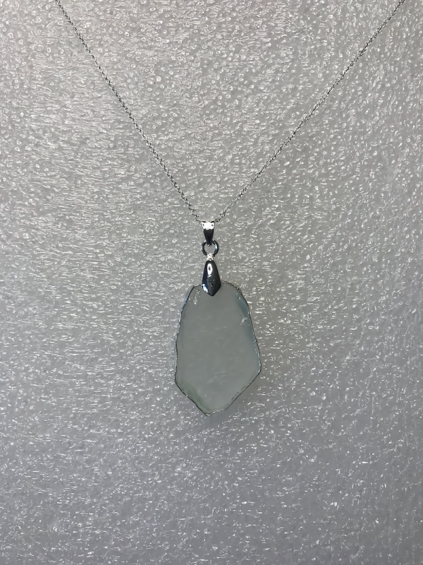 Clear sea glass pendant and chain