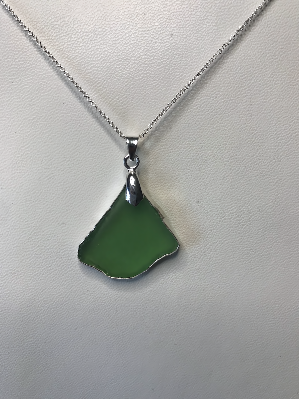 Emerald green Sea glass Necklaces.