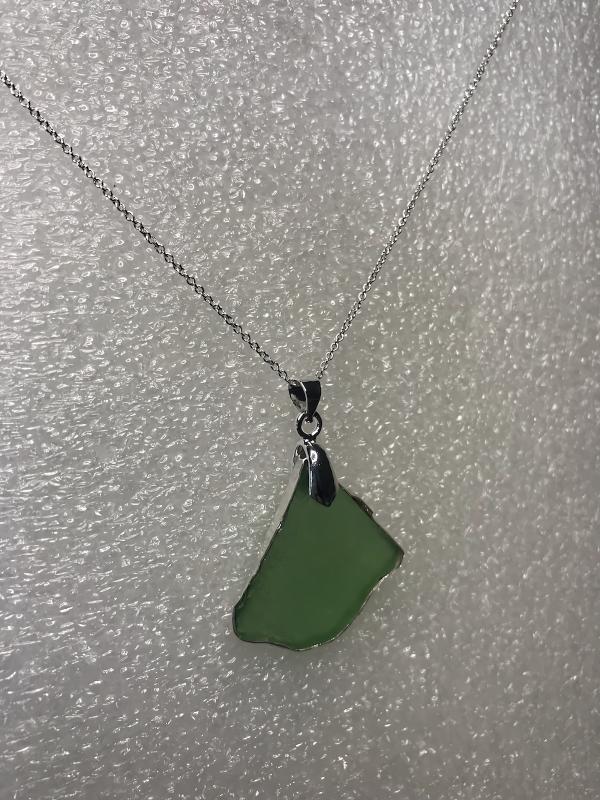 Emerald Green sea glass Necklaces attached with delicate pinch bail.