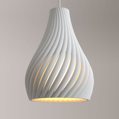 Modern pendant luminaire for dining tables, kitchen islands, and Scandinavian cafes, studio lighting, white matte PLA, biodegradable