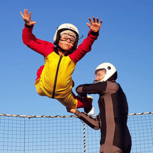 Skydiving simulator in action