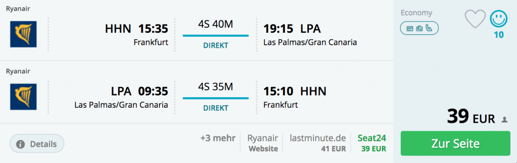 Frankfurt/Hahn nach Gran Canaria