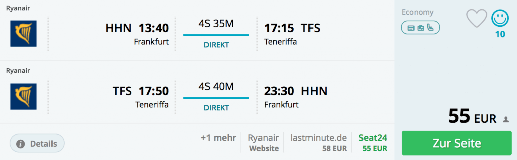 Frankfurt/Hahn nach Teneriffa-Süd im Januar 2017