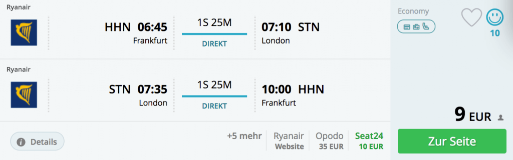 Für nur 9 Euro nach London und zurück!