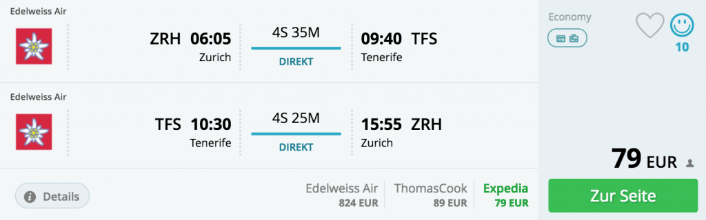 Für 79 Euro nach Teneriffa