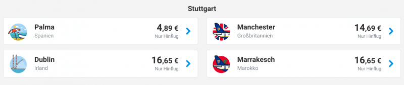 Ab Stuttgart für 5 Euro fliegen!