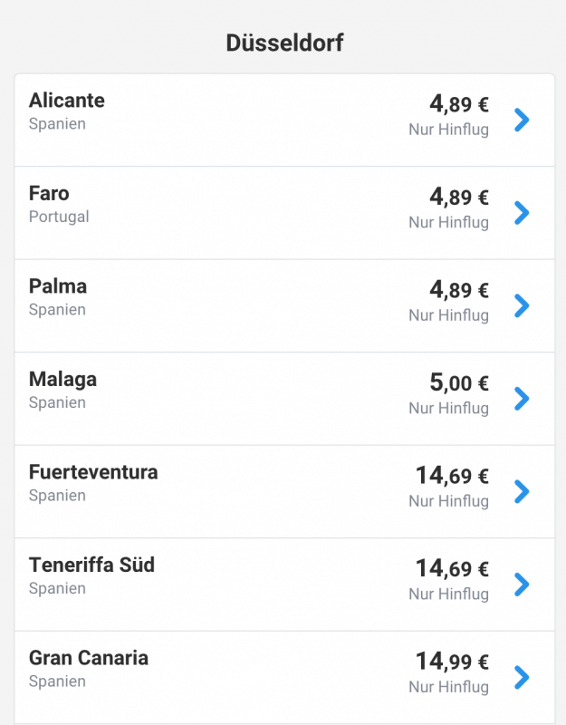 Flüge ab Düsseldorf für 5 Euro. Jetzt buchen!