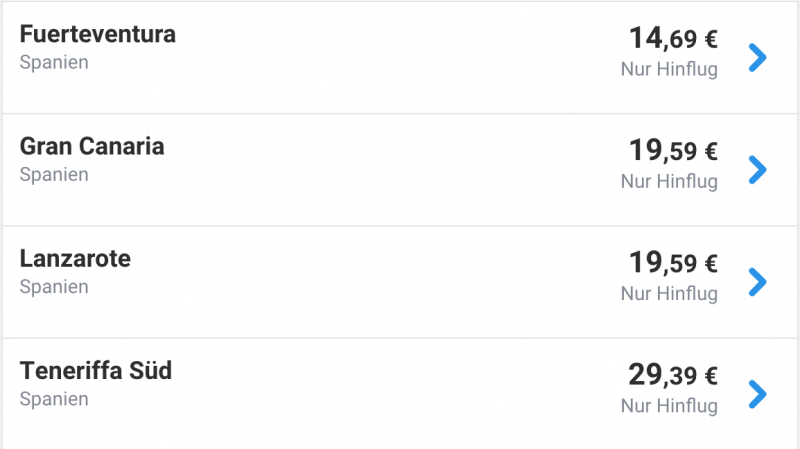 Günstig von Berlin auf die Kanaren fliegen