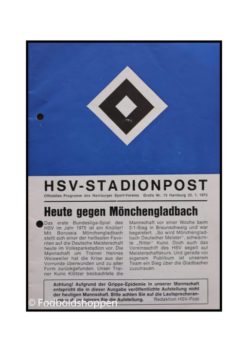 Kampprogram : Hamburger SV - Borussia Mönchengladbach 1975