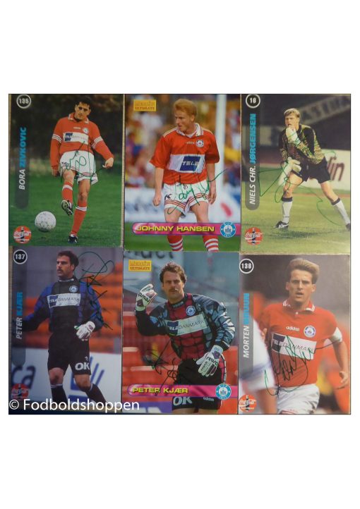 6 stk fodboldkort med autografer (5 silkeborg og 1 AGF)