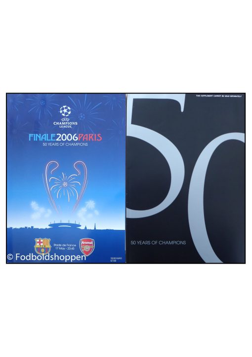 Officielt program + hæfte om 50 års champions league /  Europa Cup for mesterhold (100 sider) . Hæftet normalt ikke til salg. Et samleobjekt