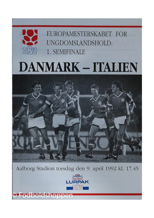 Kampprogram U-Landshold 1. Semifinale - DK - Italien 1992